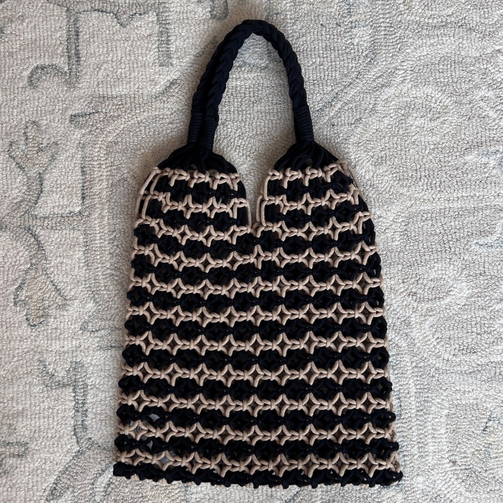 J. Crew Cadiz hand-knotted rope tote in Black Stripe